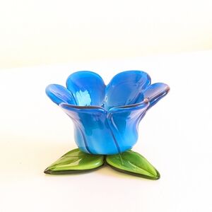 Blue Glass Flower Art Piece